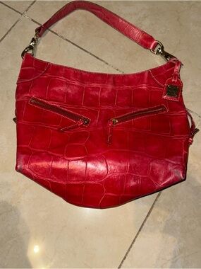 Dooney & Bourke Red Croc-Embossed Shoulder Hobo